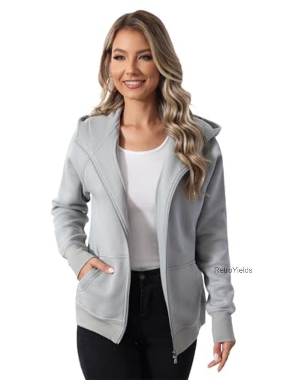Women's Zip-Up Fleece Hoodie with Pockets